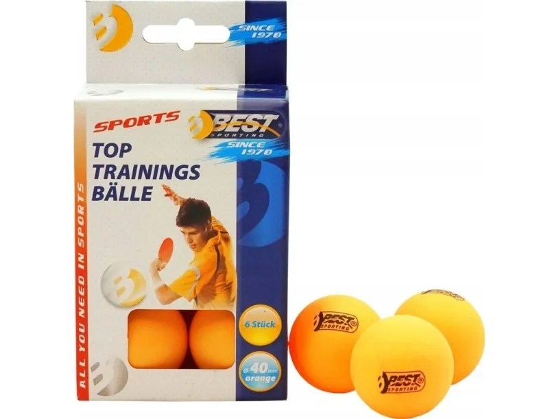 Best Sporting sett med 6 oransje bordtennisballer 40 mm klasse 1 23111