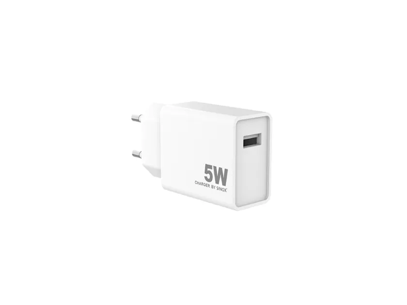 Sinox 230V USB-A oplader 5W. Hvid
