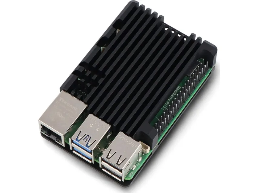 JustPi kabinett til Raspberry Pi 5 - aluminium - svart (JUS-24108)