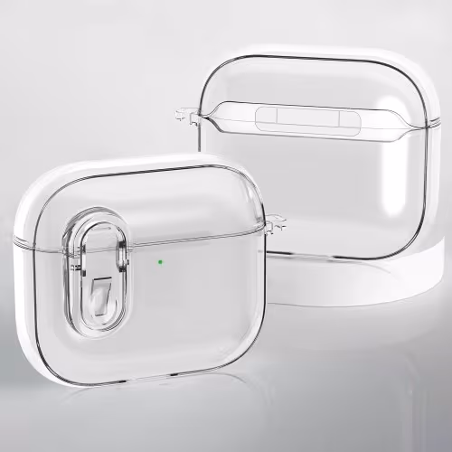 For AirPods 4 øretelefonveske Snap Switch Ice Crystal Clear Case - Gjennomsiktig