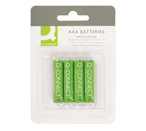 Q-CONNECT 4 x AAA, Engangsbatteri, AAA, Alkalinsk, 4 stykker, Grønn, Sylindriske