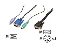 DIGITUS - Tastatur / video / musekabel (KVM) - HD-15 (VGA) (hann) til PS/2, HD-15 (VGA) (hann) - 3 m - for Digitus DC-71302GE, DC-71401GE, DC-72302GE, DC-72302US, DC-72401GE