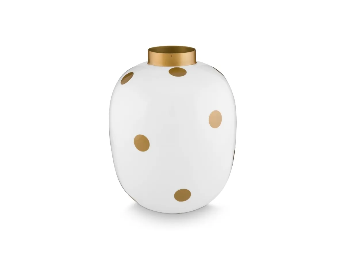 Vase Dots HvitGull 32cm