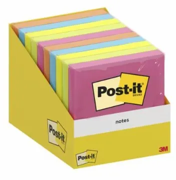 Post-It 6820-COL-W10, firkant, Assorterte farger, Papir, 76 mm, 76 mm, 100 ark
