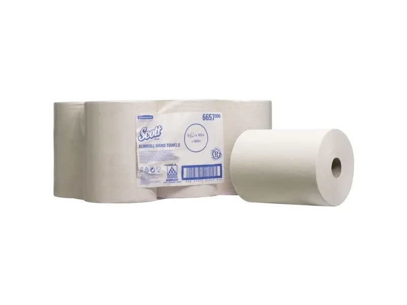 Håndklæderulle, Kimberly-Clark Scott, 1-lags, 165m x 19,8cm , Ø15cm, hvid, blandingsfibre - (6 stk.)