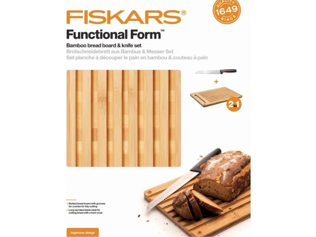 Fiskars skjærefjøl med kniv i tre