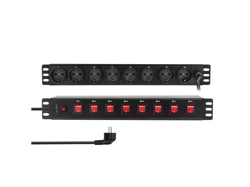 LogiLink PDU8D01, 8 AC-utganger, PDU, 230 V, 50 Hz, 16 A, 3600 W