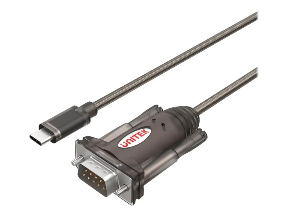Unitek Y-1105K - USB / seriell-kabel - USB-C (hann) til RS-232 (hann) - 1.5 m - tommelskruer, USB-strøm - svart