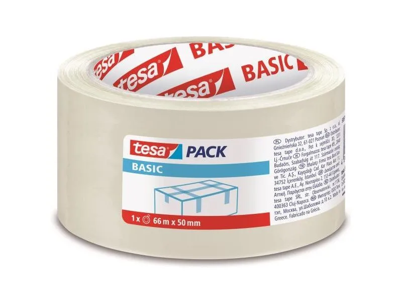 Tesa tesa® BASIC pakketape 66m x 50mm, gjennomsiktig (58570-00000-00)