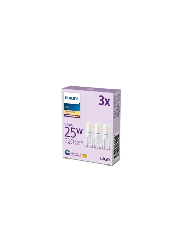 Philips LED-lyspære 220lm 1.9W/827 (25W) 3-pack G9