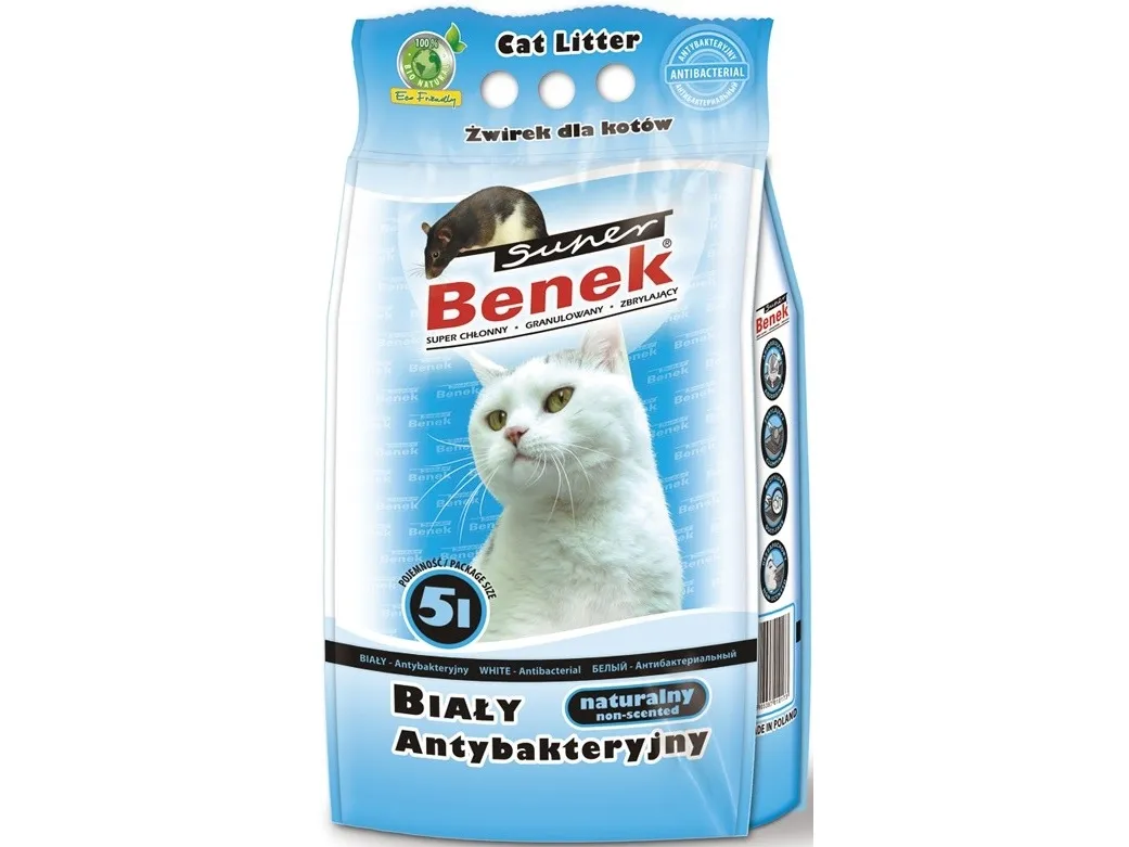 Certech Super Benek Hvid Antibakteriel - Klumpende kattegrus 5 l