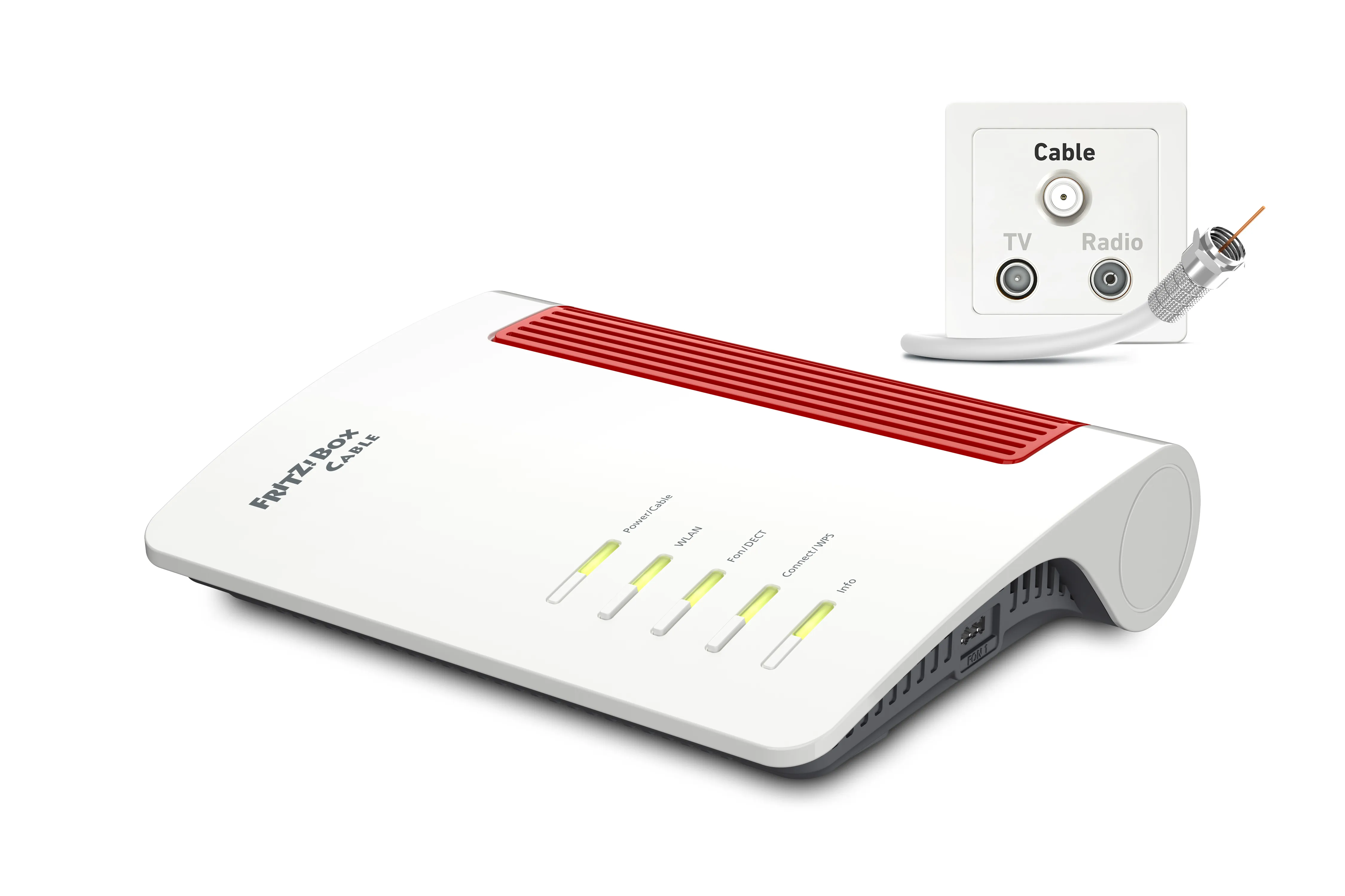 Box 6670 Cable Edition International, Wi-Fi 7 (802.11be), Dobbelbånd (2.4 GHz / 5 GHz), Ethernet/bredbåndsforbindelse, Rød, Hvit, Frittstående router