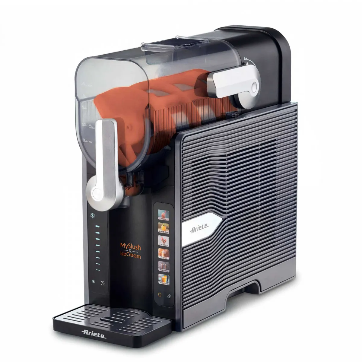Ariete 0655/00, Kompressor-iskremmaskin, 2,6 l, 1 boller, Rustfritt stål, 60 min, Gjennomsiktig