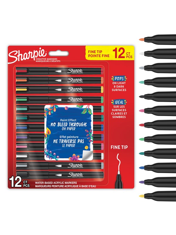 Sharpie Creative Acrylic Marker Assorted Colours Fine tip 12-Blister
