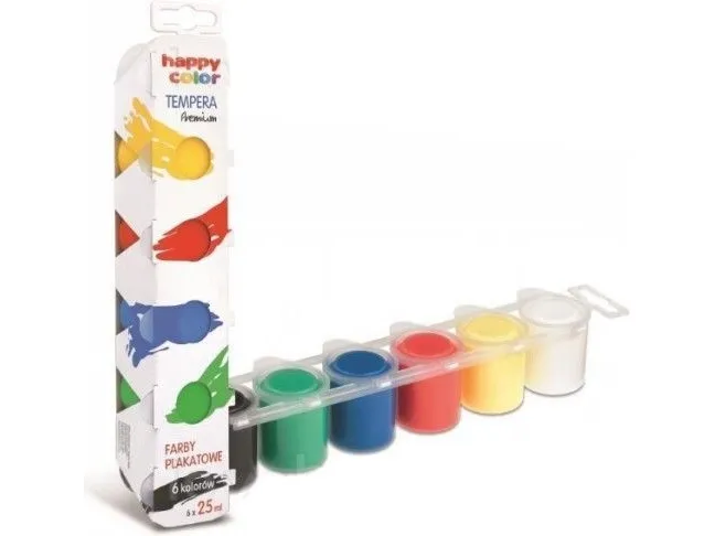 Happy Color Tempera Premium plakatfarger 6 farger 25 ml