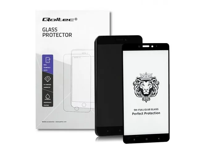 Qoltec Premium - Skjermbeskyttelse for mobiltelefon - glass - 6.44 - rammefarge svart - for Xiaomi MI Max 2