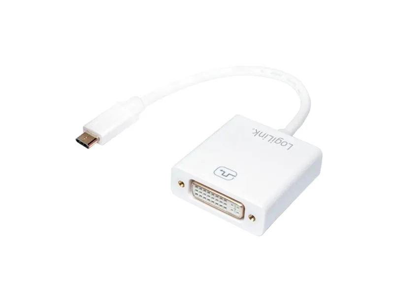 LogiLink UA0245A, 0,14 m, DVI, USB Type-A, Hvit