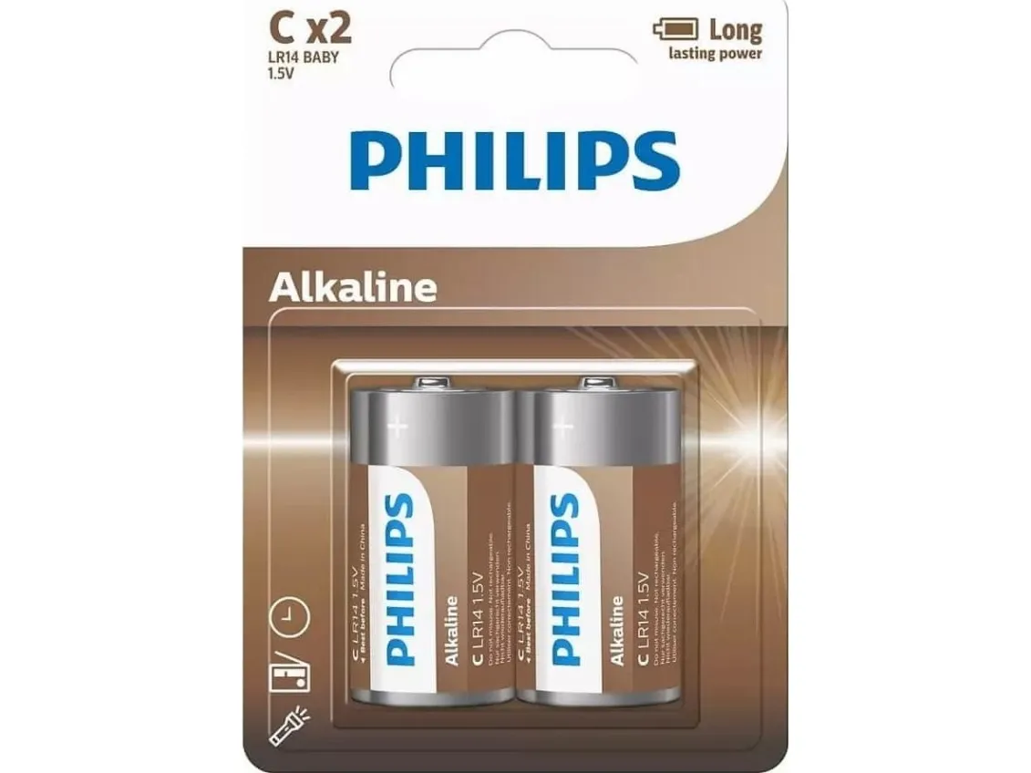 PHILIPS batteri tech alkaline C 2-pak - 2110057