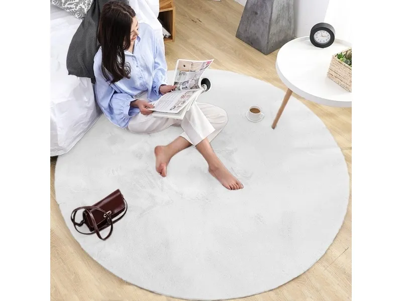 Strado rundt gulvteppe Rabbit 100x100 hvit (Bialy) universell
