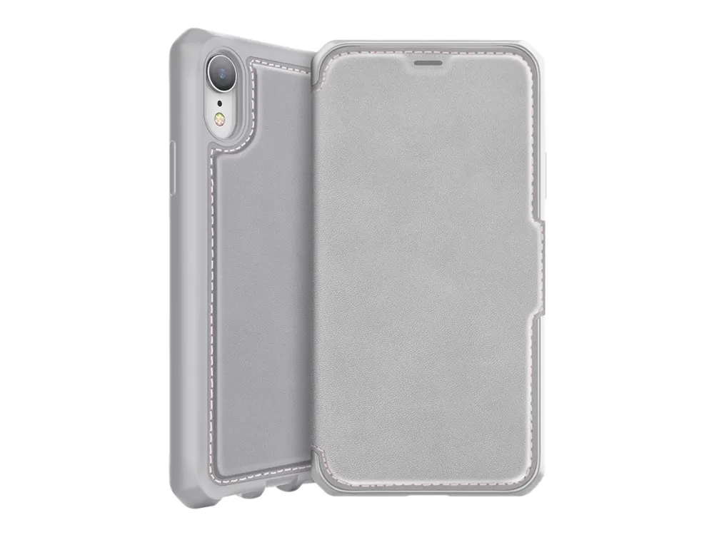 ITSKINS HYBRID // FOLIO - Lommebok for mobiltelefon - helnarvet lær - grå, rosa - 6.1 - for Apple iPhone XR