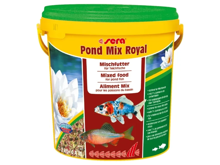 sera Pond Mix Royal, Damfisk, Tørr fiskemat, Mix, Vitamin A, Vitamin B1, Vitamin B2, Vitamin C, Vitamin D3, Vitamin E, Stor, Medium, Liten (fingerbøl), 32,5%