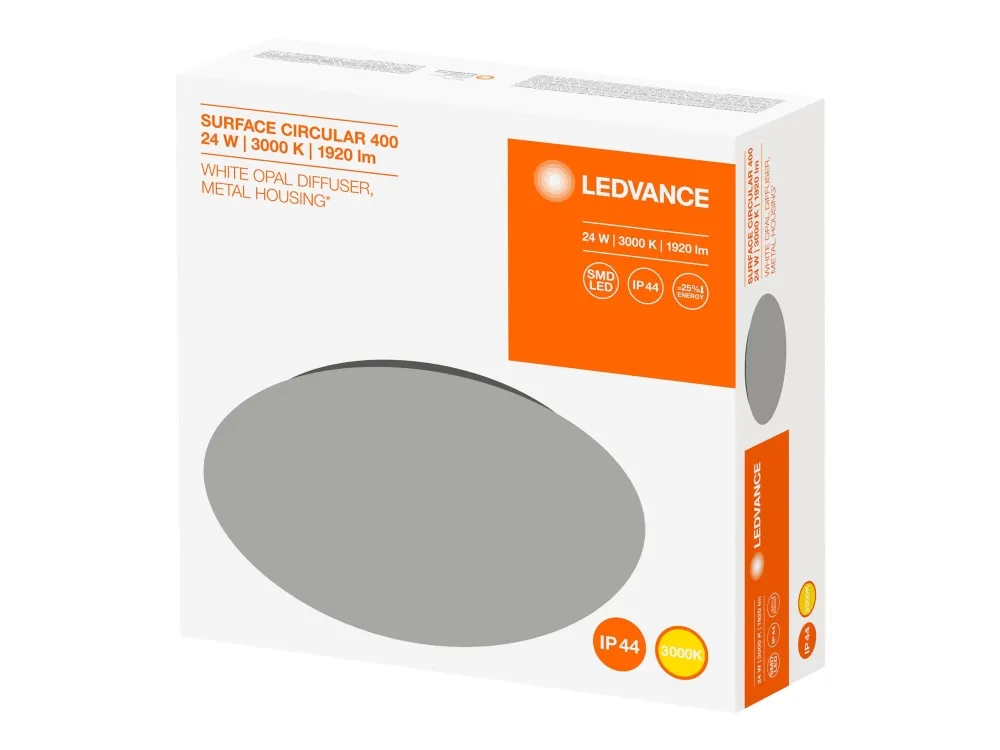 LEDVANCE SURFACE CIRCULAR 400 - Vegg/taklampe - LED - 24 W - varmt hvitt lys - 3000 K - hvit