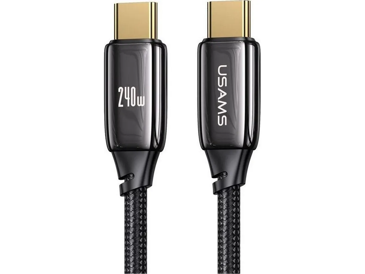 Kabel USB til Us Kabel USAMS U82 USB-C - USB-C 2m 240W PD 3.1 flettet svart SJ581USB01 (US-SJ581)