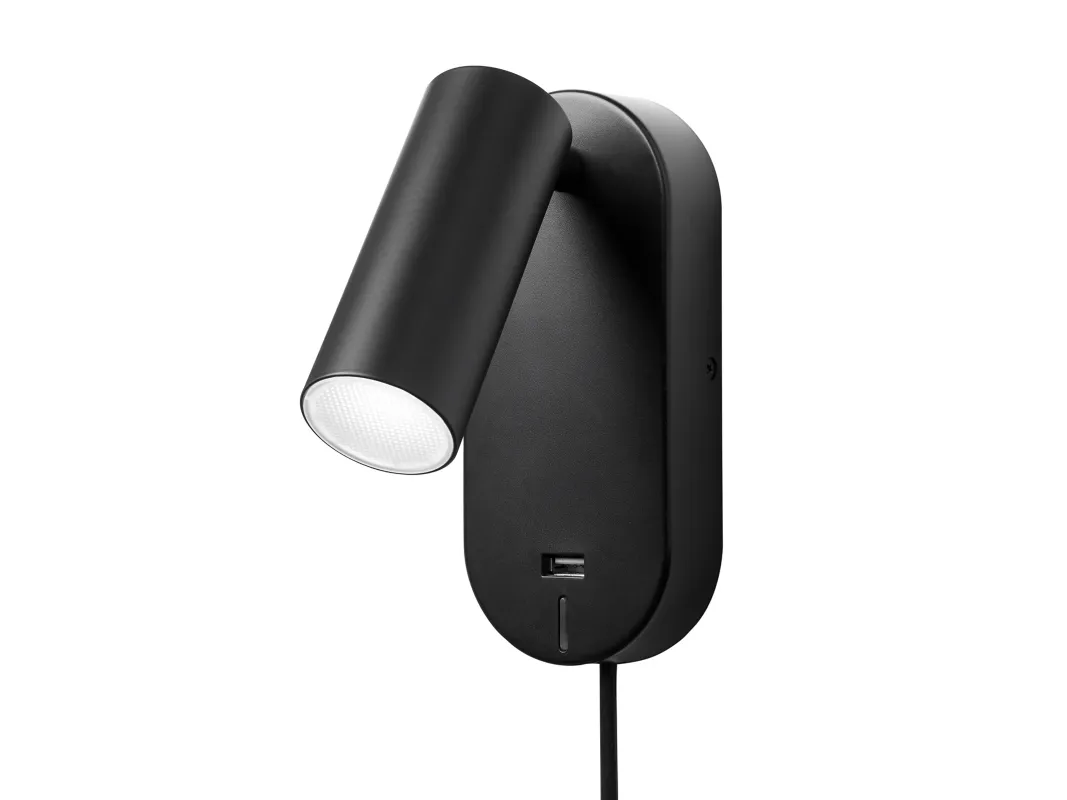 Vegg lampe EGO USB svart