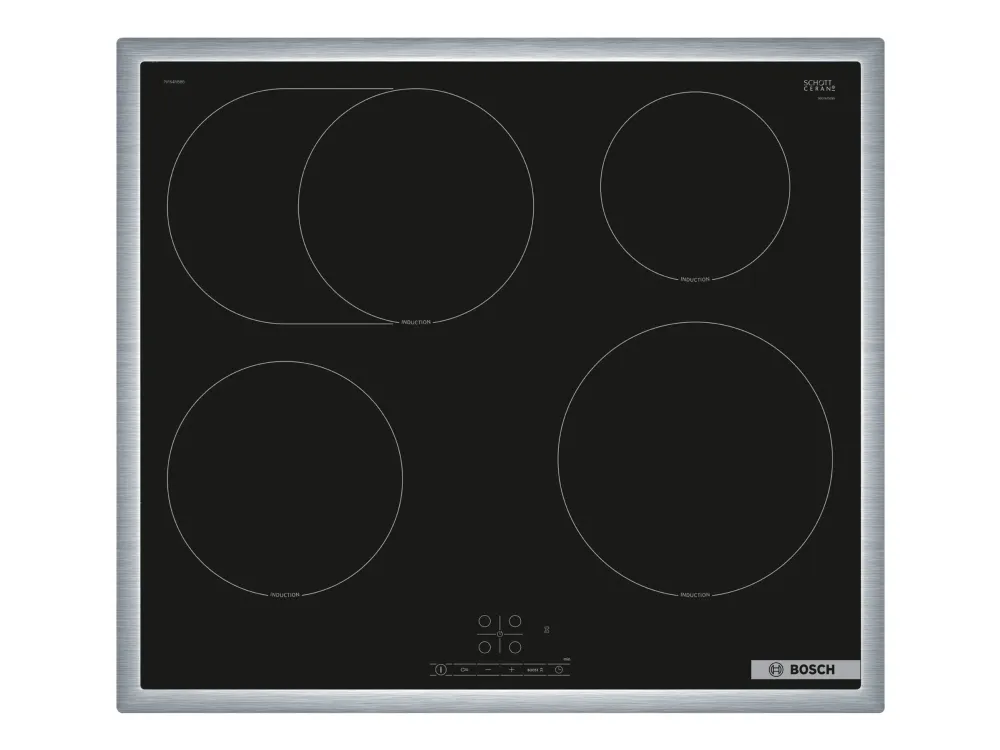 Bosch Serie | 4 PIF64RBB5E - Induksjonstopp - 4 plater - Nisje - bredde: 56 cm - dybde: 49 cm - med rustfritt stål - svart/rustfritt stål