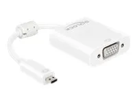 Delock Adapter HDMI Micro-D male > VGA female with Audio - VGA-adapter - 19 pin micro HDMI Type D (hann) til HD-15 (VGA), mini-phone stereo 3.5 mm, Micro-USB type B (kun strøm) (hunn) - 17 cm - hvit