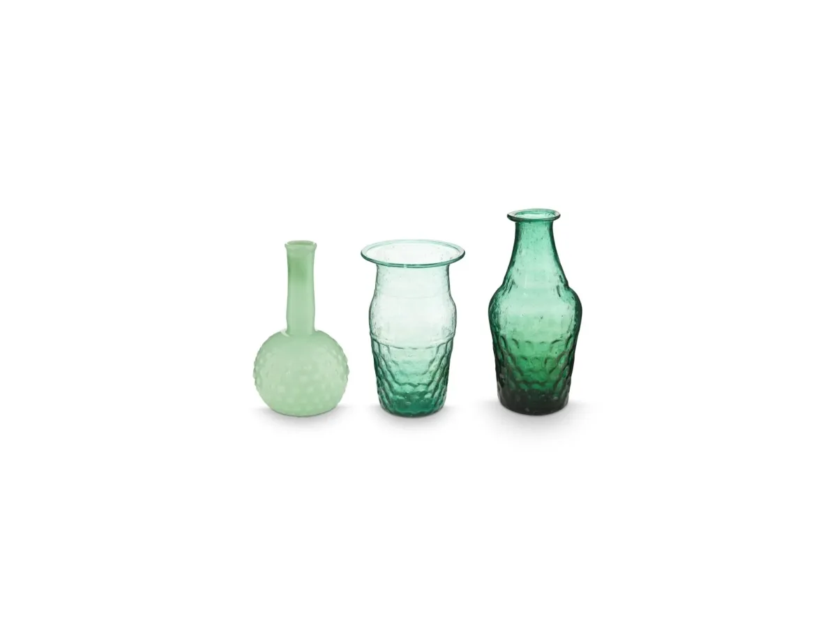 S/3 Vaser Glass BluGrn