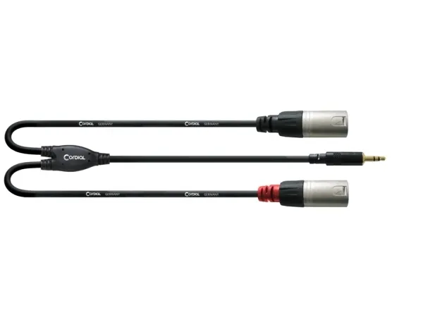 Cordial CFY 3 WMM-LONG, 3.5mm, Hankjønn, 2 x XLR (3-pin), Hankjønn, 3 m, Sort, Sølv