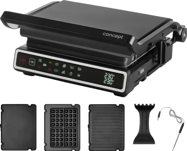 Konsept elektrisk grill Elektrisk grill med termoprobe og vaffelplate GE3550