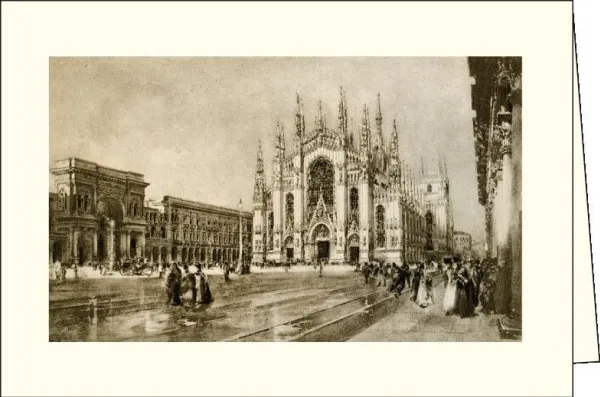 Rossi kort med konvolutt ITW 014 Milano Piazza del Duomo