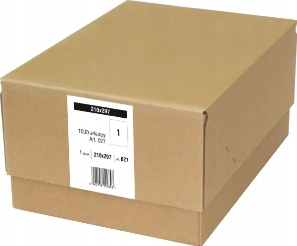 Emerson selvklebende etiketter 210x297 mm EMERSON 027 QCT eta4t210x297we hvite 1000 ark