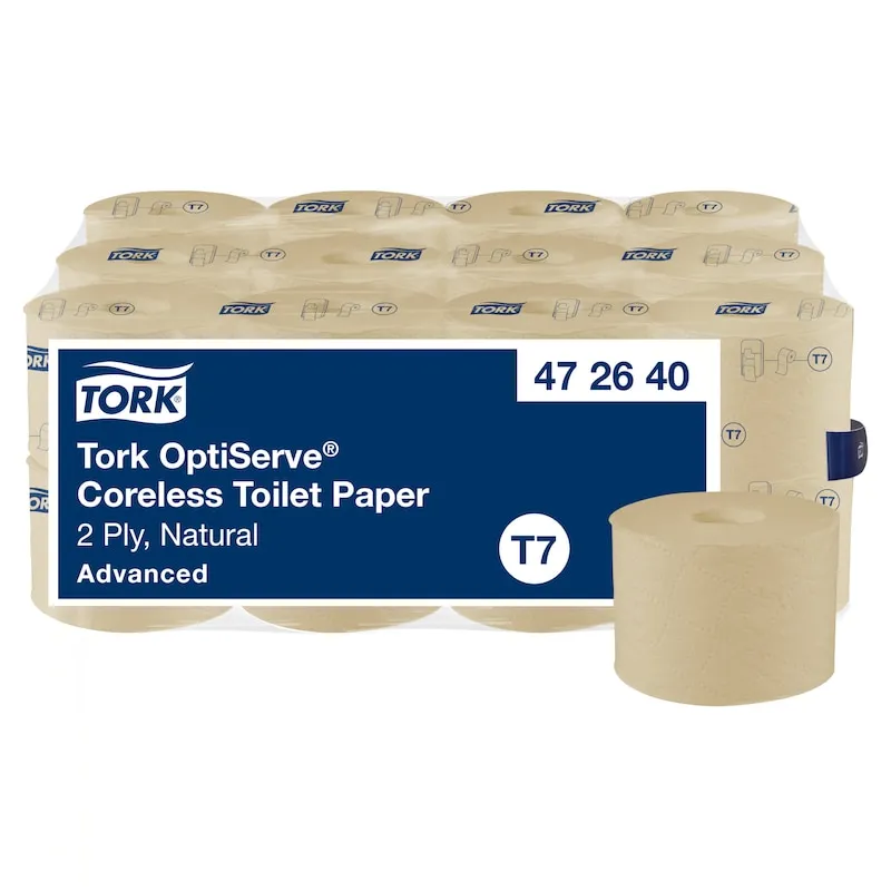 Toalettpapir Tork T7 Advanced OptiServe® 2-lags, naturlig, resirkulert - (24 ruller per kartong)