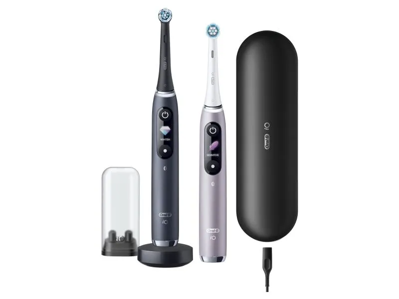Oral-B iO 80363731, Voksen, Roterende vibrerende Tannbørste, Gum omsorg, Sensitiv / Myk, Whitening, Sort, Sølv, 2 min, Sort, Sølv