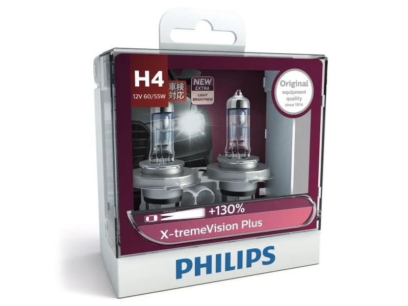 Philips X-tremeVision Plus - H4 - 60/55W - 12V - 2 stk.
