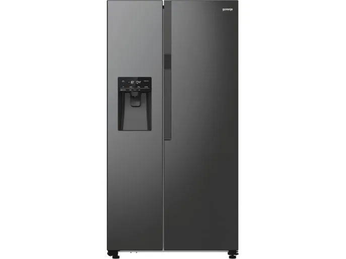 Gorenje NRR9185ESBXL, Frittstående, Amerikansk dør, Svart, Rustfritt stål, 2 dører, LED, På dør