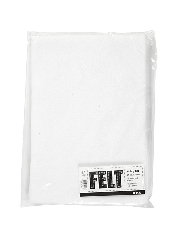 Creativ Company Hobby Felt White A4 10 Sheets