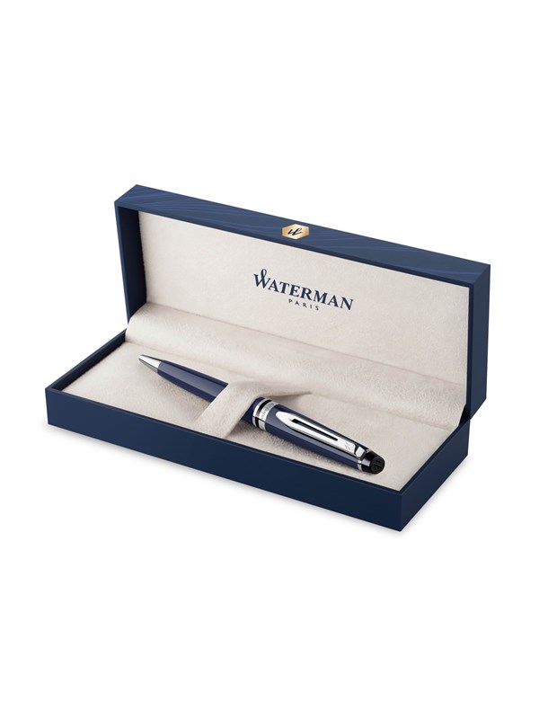 Waterman Expert Ballpoint pen Blue Lacquer with Palladium trim  Medium tip Blue Ink Gift Box