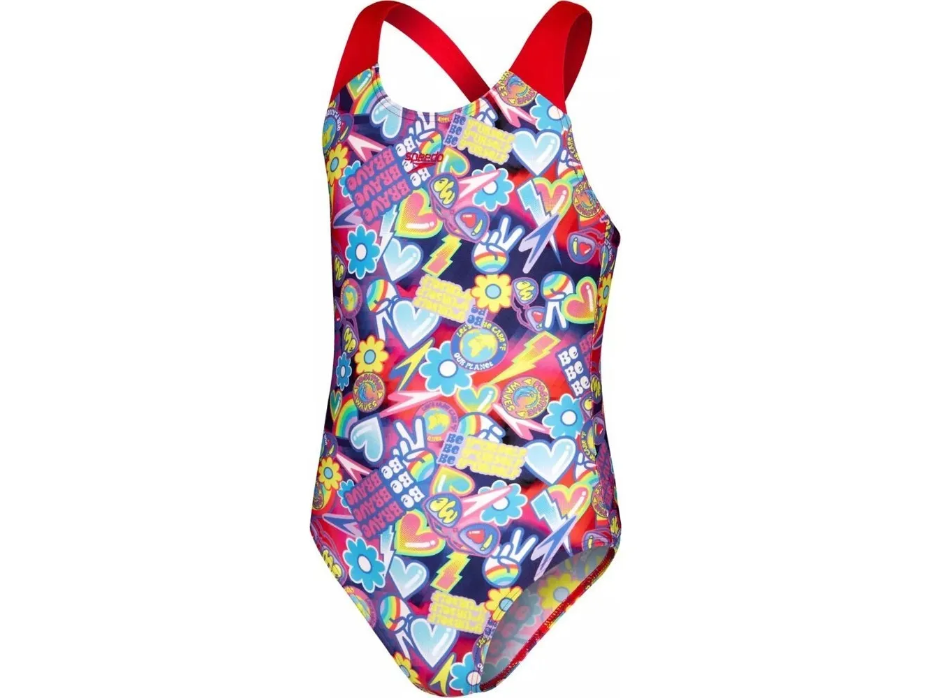 Speedo Barnebadedrakt Speedo DIGI ALV SPBK JF ekte marine/matet rød/blå flamme/rosa fiolett/lapisblå/lysegul str 11-12