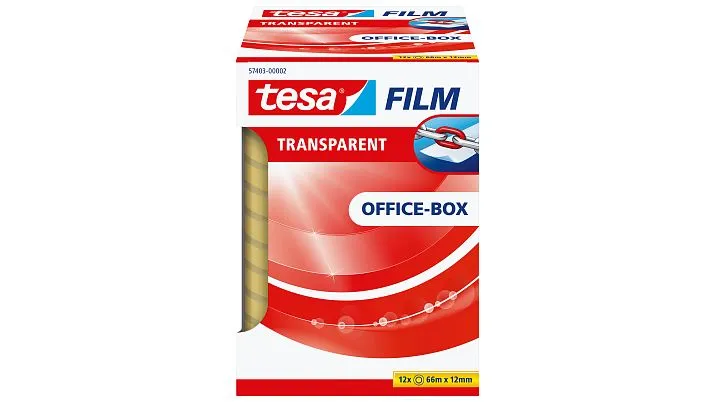 Tesafilm - Kontortape - 12 mm x 66 m - polypropylenfolie - transparent (en pakke 12)