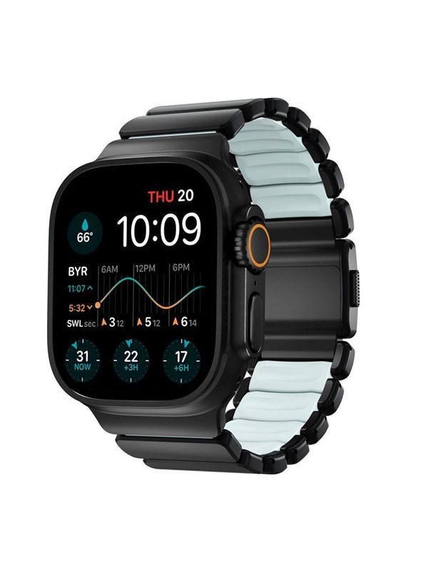 Nomad Stratos Band - 49mm | Black Titanium | Icy Blue Glow FKM