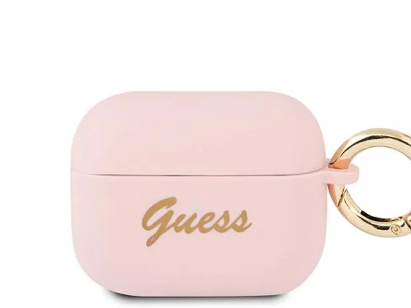 Guess beskyttelsesetui GUAPSSSI Silicone Vintage Script til AirPods Pro, rosa
