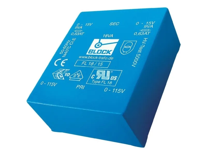 Block FL 14/9 printtransformator 14 VA 777 mA 2x115 V 2x9 V AC