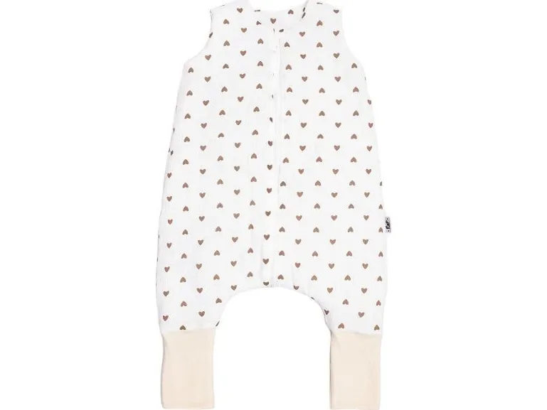 PULP BAMBOO Muslin sommersovepose med ben - Hearts 0,5 TOG fra 1 år til 2,5 år