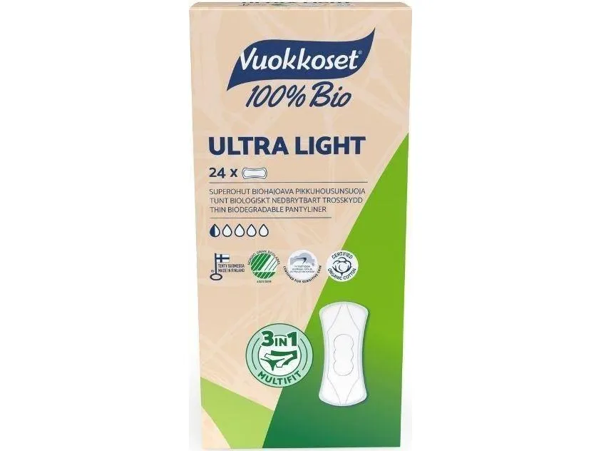 Vuokkoset 100% BIO* hygieneinnlegg Ultra Light 24 stk.
