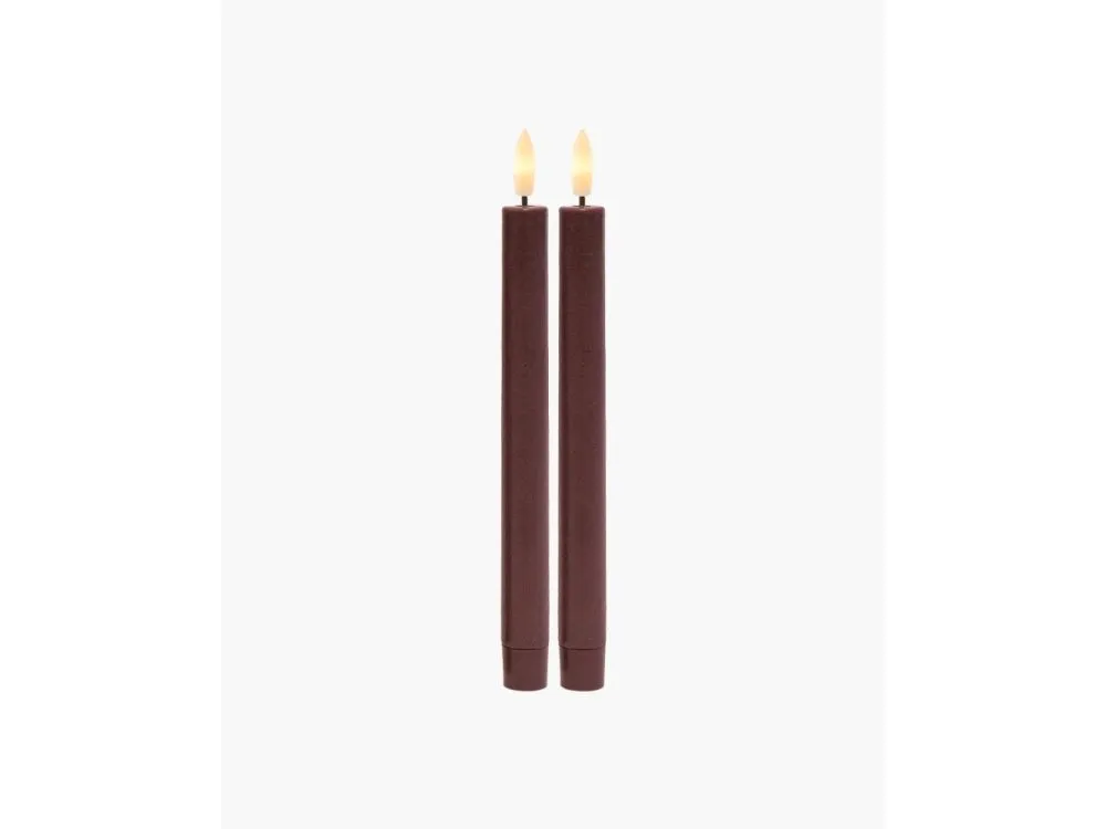 Sirius Sille oppladbart kronelys bordeaux Ø 2 cm - H 25 cm - 2 stk