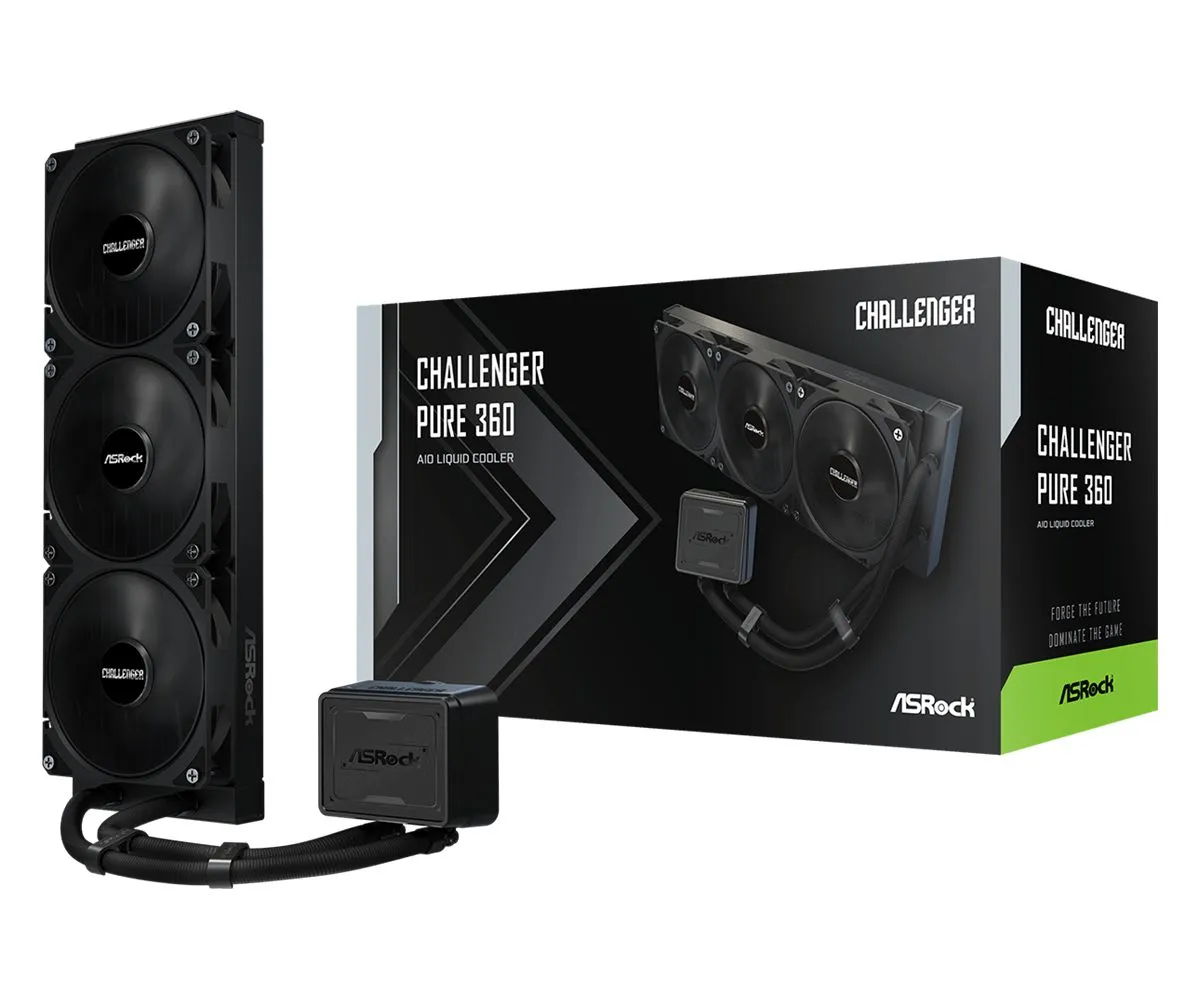 Asrock Challenger Pure 360, Alt-i-ett væskekjøler, 12 cm, Svart